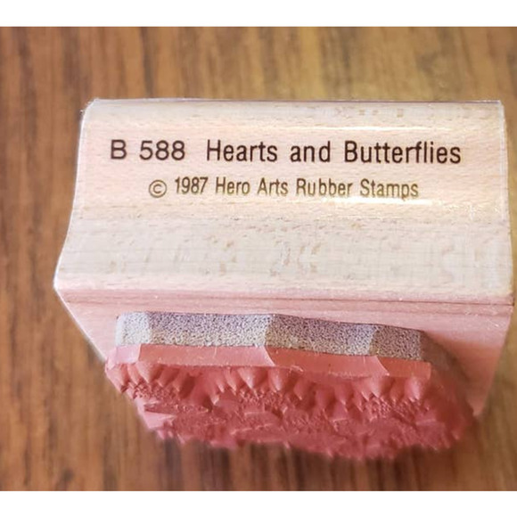 Hero Arts Hearts and Butterflies Wood Mounted Rubber Stamp B588 - Picture 8 of 9